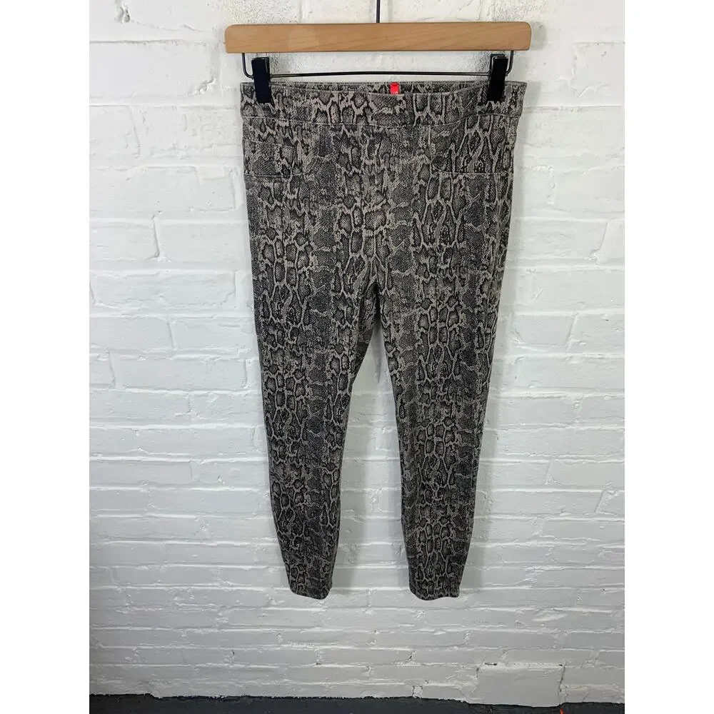 Spanx Women's Snake Skin Print Skinny Leg Cropped Pants Gray Size Small